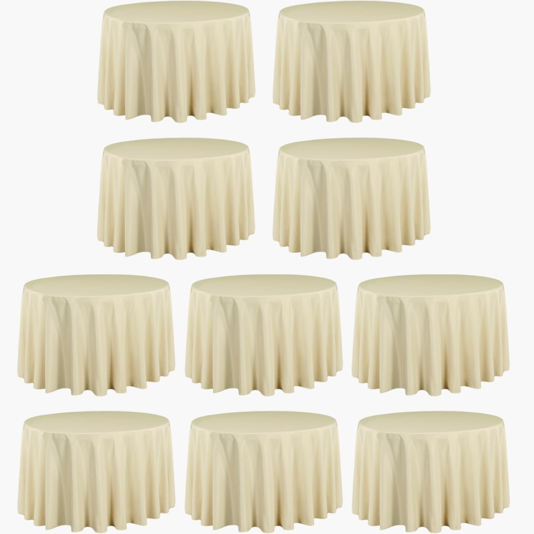 108 Inch Round Tablecloths for Elegant Events - Beige 10 Pack