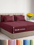 Extra Deep Split King Sheet Set - 7 Piece Breathable Cooling Burgundy