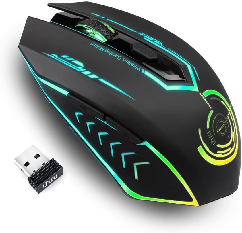 UHURU Rechargeable Wireless Gaming Mouse - 10K DPI & RGB Lights