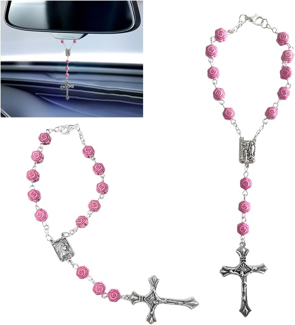 Rose Car Rosary - Personalized Auto Charm