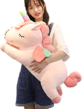 Unicorn Plush Hugging Pillow 31.4 in - Soft Rainbow Cuddle Pillow