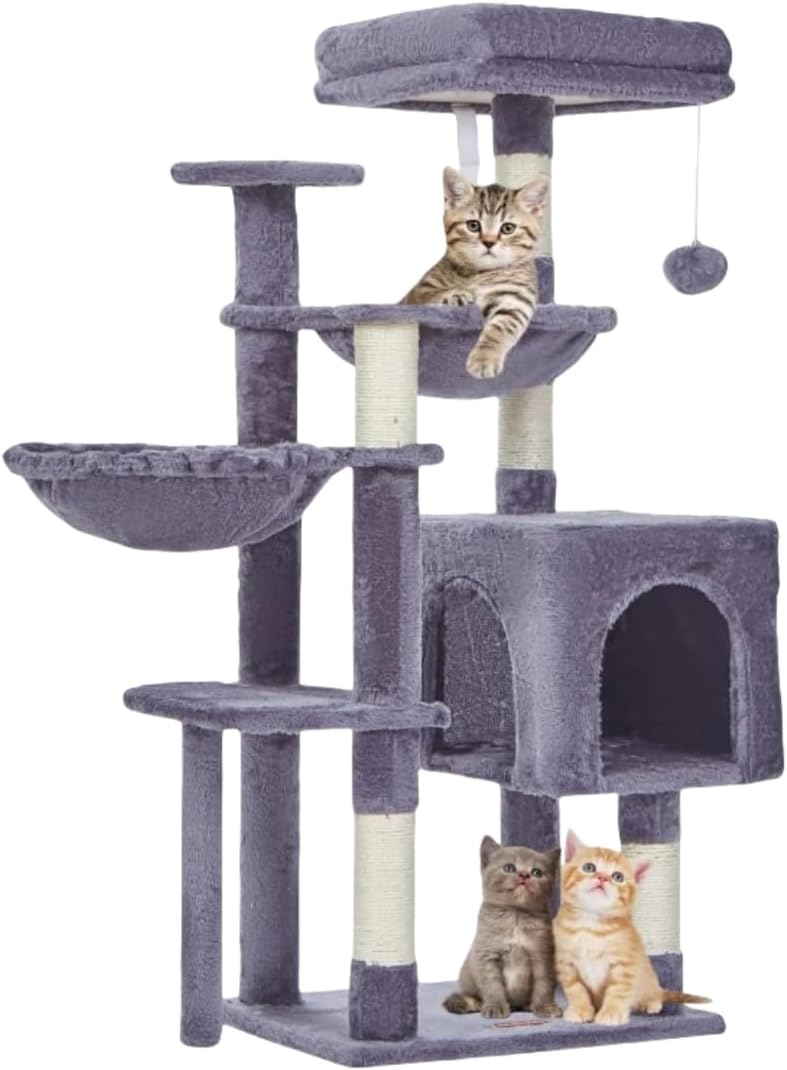 Taoqimiao Cat Tree Tower with Plush Perch and Hammocks for Kittens