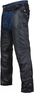 Dream Apparel Black Motorcycle Leather Chaps for Men Women - Durable
