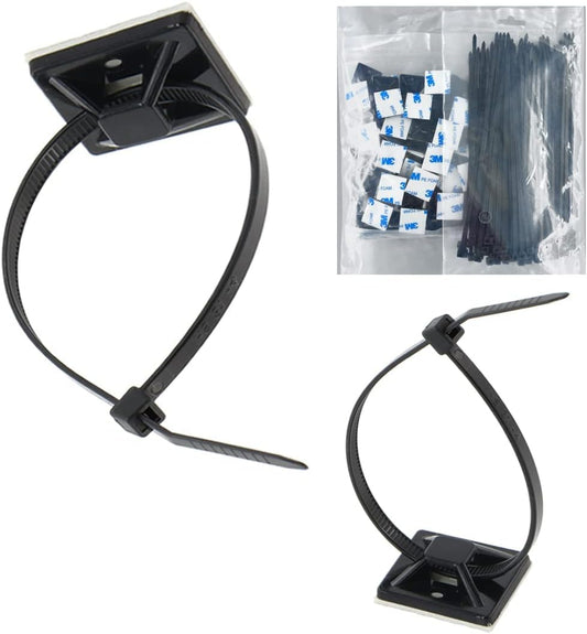 Wahsure Cable Mounts 100 Pcs - Strong Adhesive, UV Protected, Outdoor Use