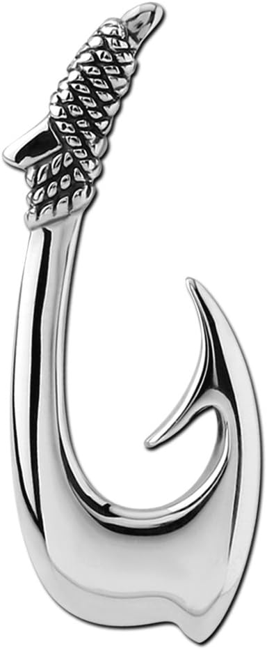 Sterling Silver Fish Hook Pendant - Modern Design