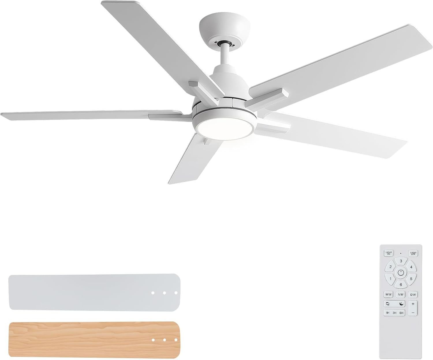 Sevenine 52 Inch Ceiling Fan with Lights and Remote Control