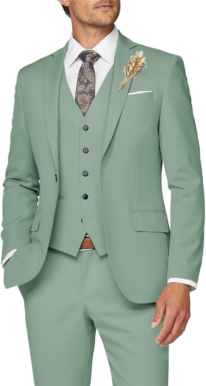 Wangyue Mens Suit 3 Piece Slim Fit for Weddings and Business