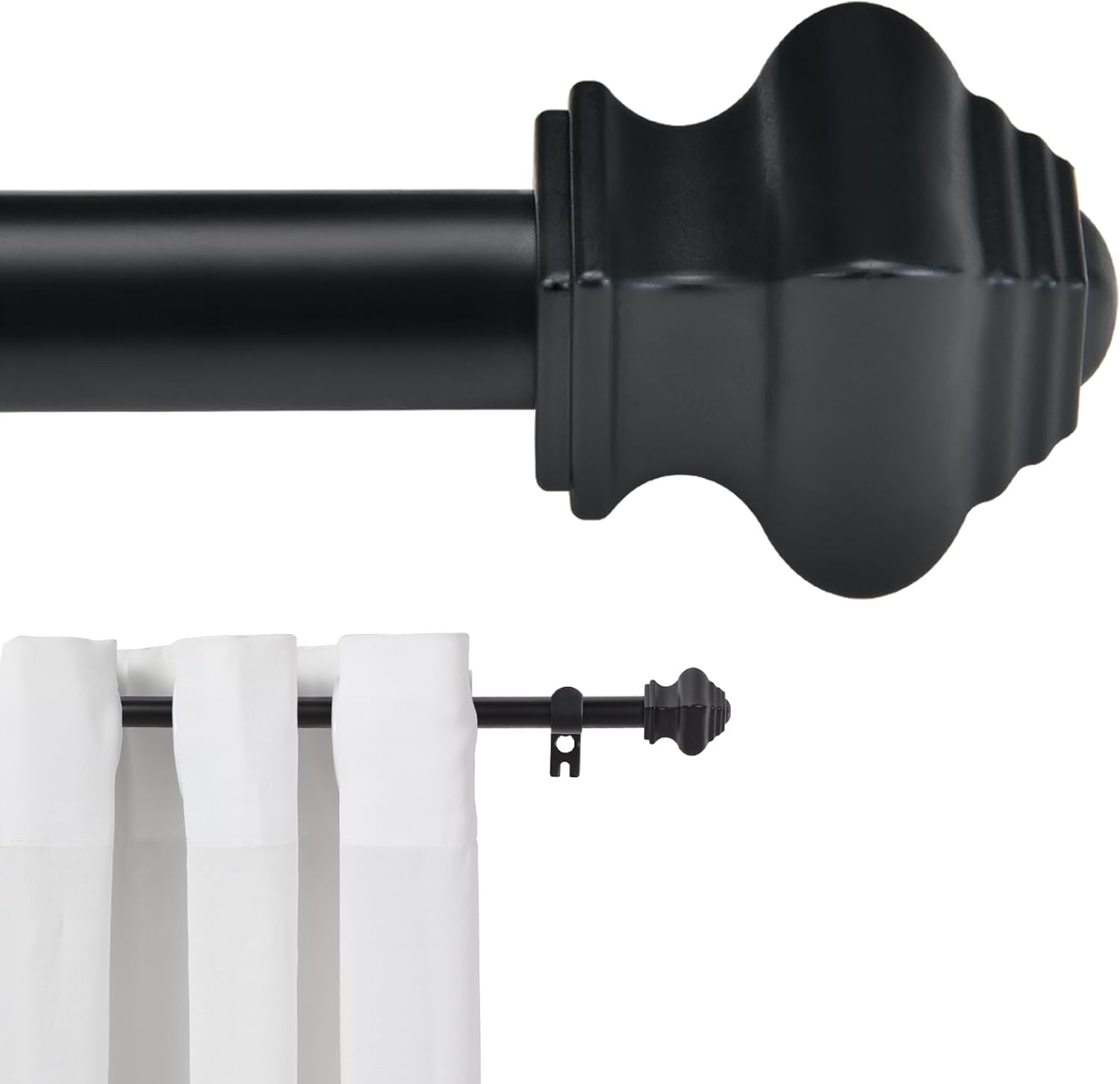 Easy Install Matte Black Curtain Rod Set