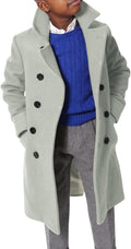 Ebifin Boys Notch Lapel Double Breasted Long Trench Coat - Classic two