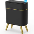 Yatmung Touchless Bathroom Trash Can - Narrow Matte Black Bin