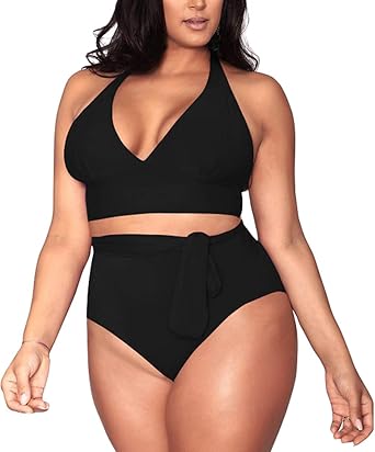 Sovoyontee Women's Plus Size High Waisted Tummy Control Swimwear