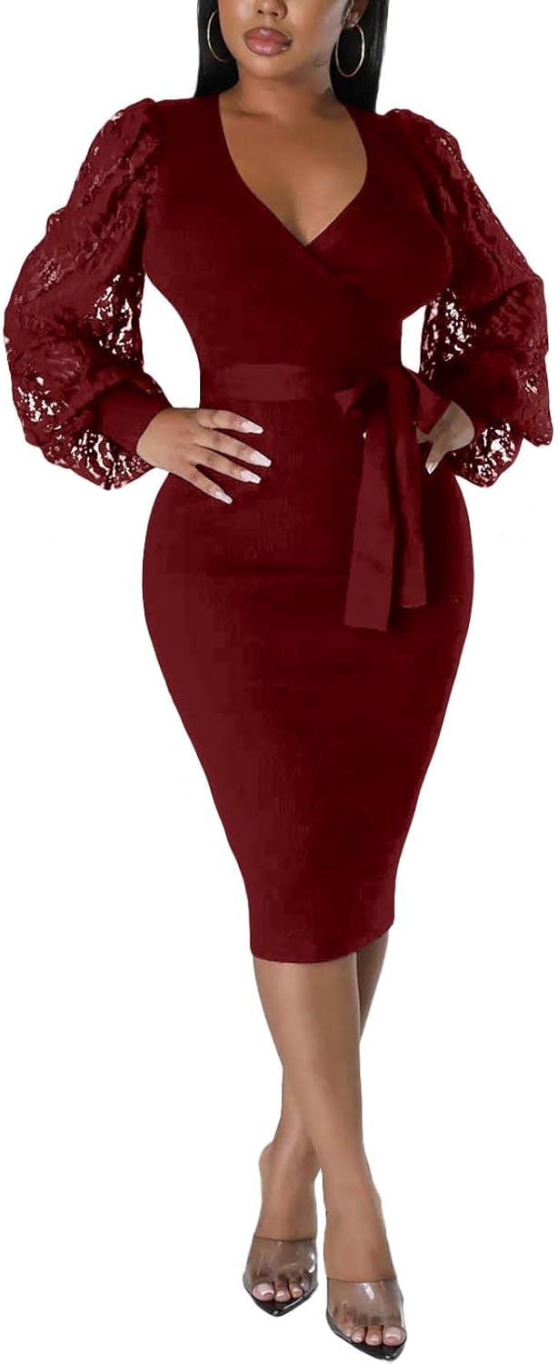 BOGURST Semi Formal Church Dresses with Bishop Sleeves