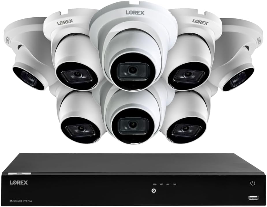 Lorex 4K 8MP NVR System with 8 IP Dome Cameras for Security