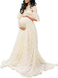 Floral Lace Maternity Gown with Train - Photo Shoot Dress