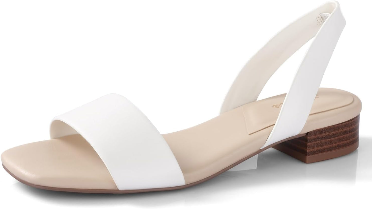 Ankis Low Heel Women Sandal Square Open Toe Comfortable Slide