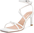 Womens Square Open Toe Strappy High Heel Sandals - Comfortable 3.15in