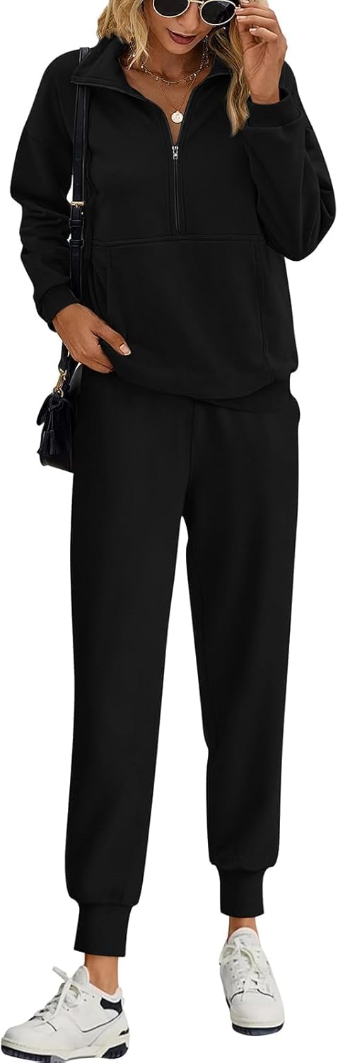 PRETTYGARDEN Long Sleeve Half Zip Sweatsuits for Women