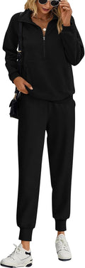 Long Sleeve Half Zip Sweatsuit Women 2 Piece - Cozy Everyday Set