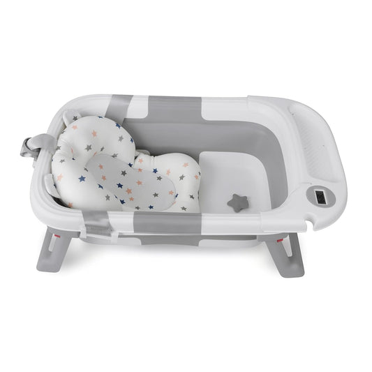 PandaEar Collapsible Baby Bathtub - Soft Cushion & Drain Hole for Travel