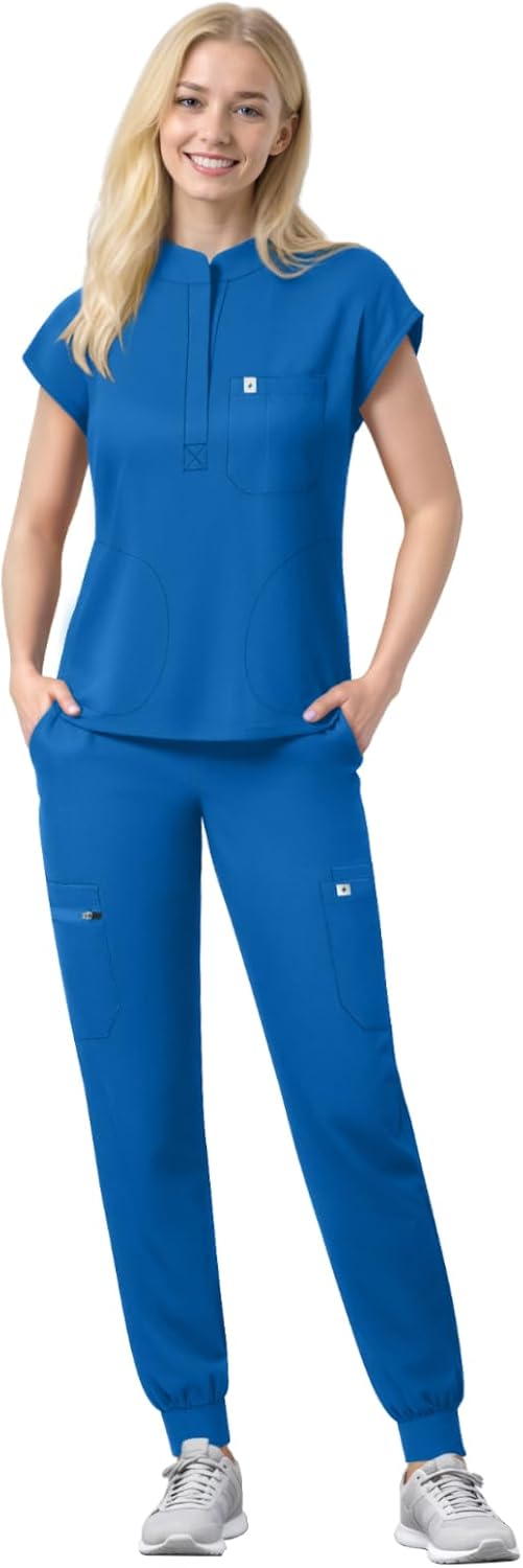 Scrubs Set for Women Medical Uniform with 11 Pockets and Comfort