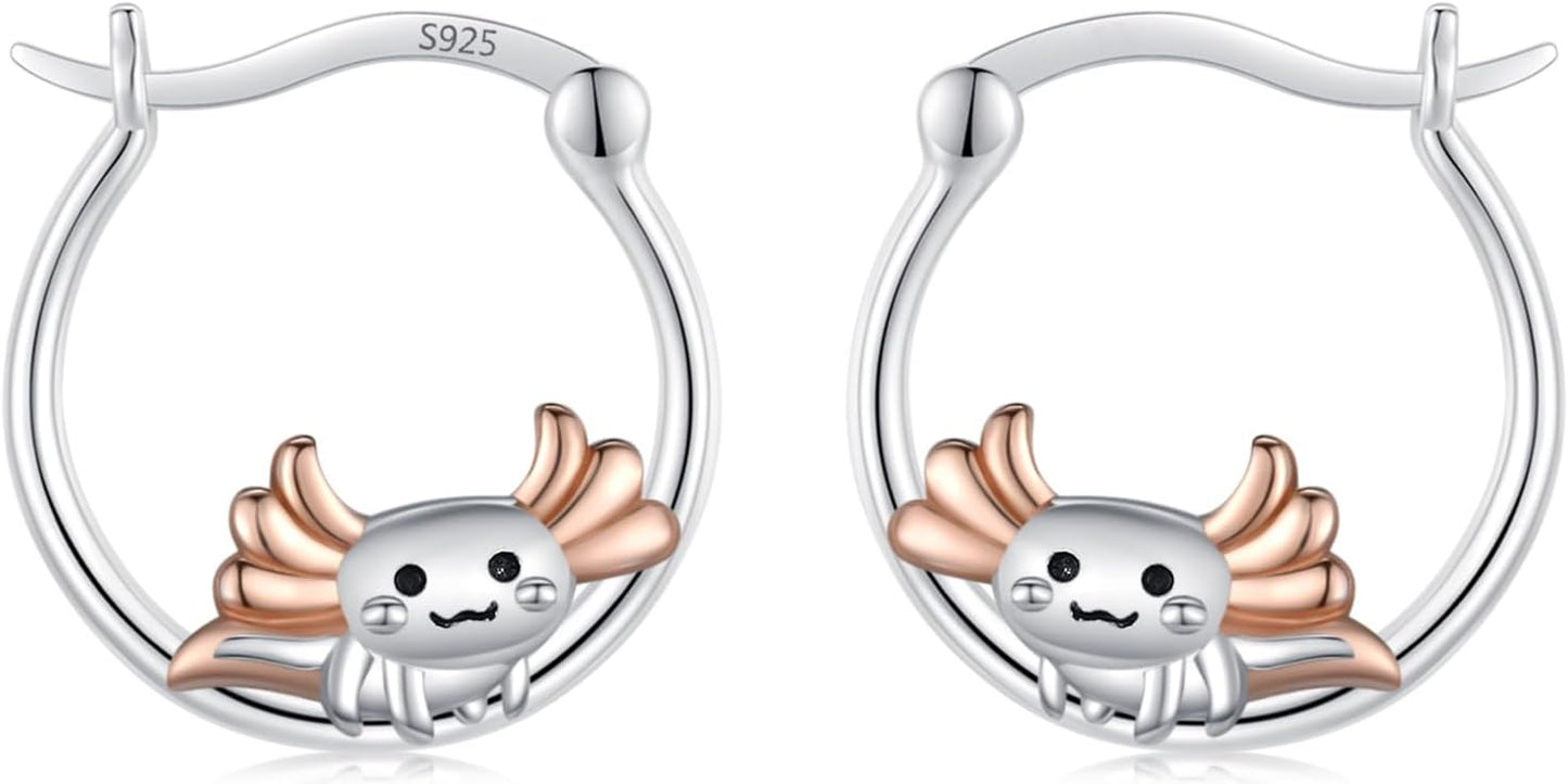 Hypoallergenic Axolotl Hoop Earrings for Sensitive Ears Gifts