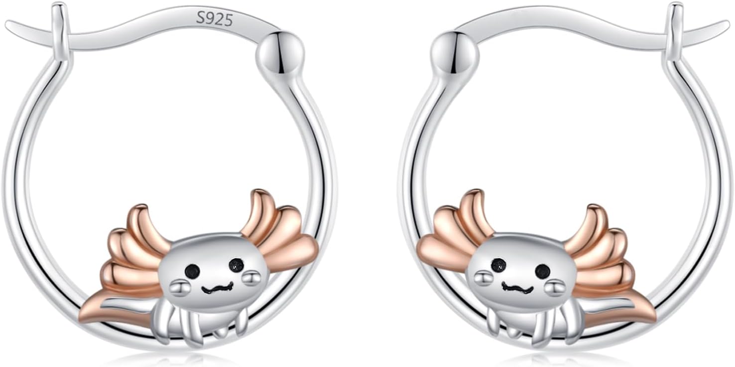 Hypoallergenic Axolotl Hoop Earrings for Sensitive Ears Gifts