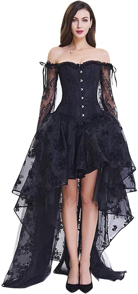 Kimring Women's Steampunk Victorian Corset Top with Skirt