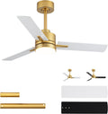 42in Ceiling Fan with Lights and Remote - Low Profile Modern Gold