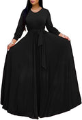 Plus Size Maxi Dress for Women with 3/4 Sleeve and V Neck