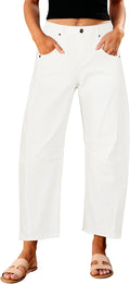 Barrel Jeans for Women High Waisted Wide Leg Cropped Pants - Relaxed