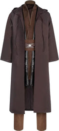 Knight Costume for Men Tunic Hooded Robe Outfit - Black Brown White