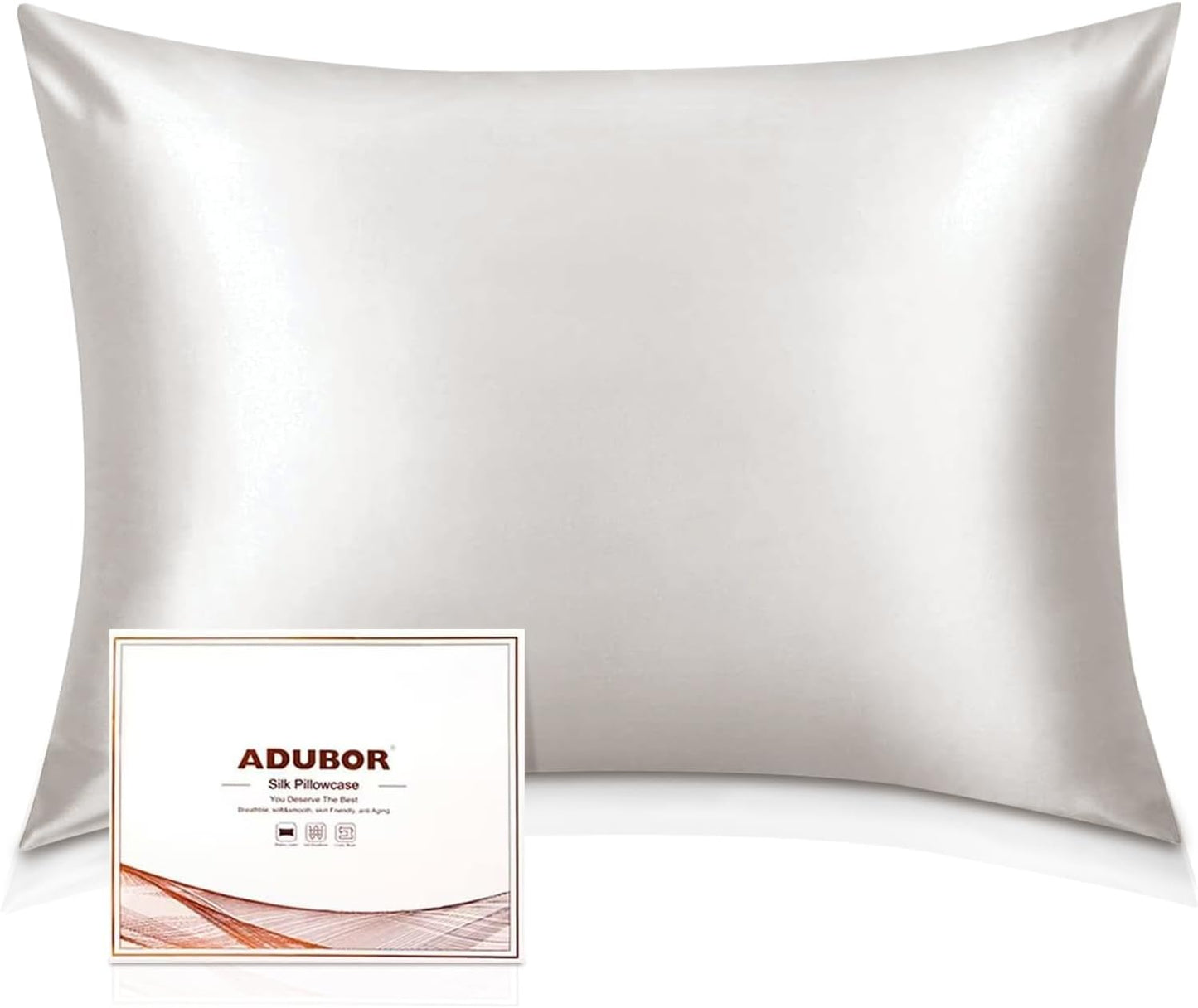 Adubor Silk Pillowcase for Hair and Skin with Hidden Zipper