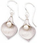 Calla Lily Earrings Delicate Pearl Drop Earrings - Timeless Gift