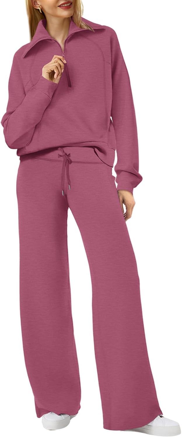 XIEERDUO Lounge Sets for Women: Chic Half Zip Sweatshirt & Pants
