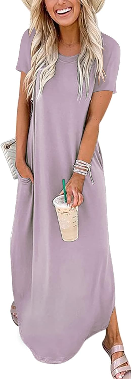 Womens Summer Maxi Dress Casual Loose Long T Shirt Dresses