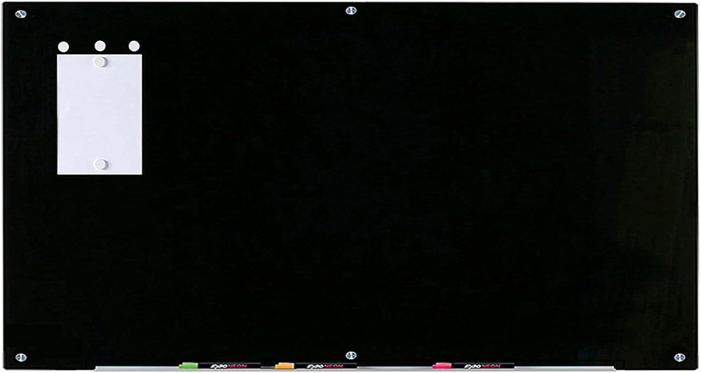 Magnetic Black Glass Dry-Erase Board Set - 6ft x 3ft for Creativity