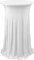 ANMINY White Ruffle Cocktail Table Cover - Stretchy & Washable