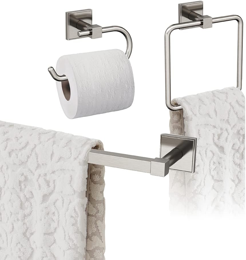 Amerock Brushed Nickel Towel Bar Set for Stylish Bathrooms