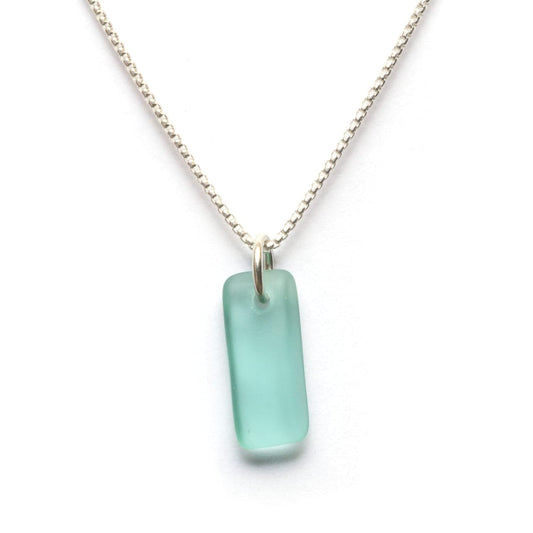 Sea Glass Murmur Pendant in Teal with 16 to 18 Inch Chain