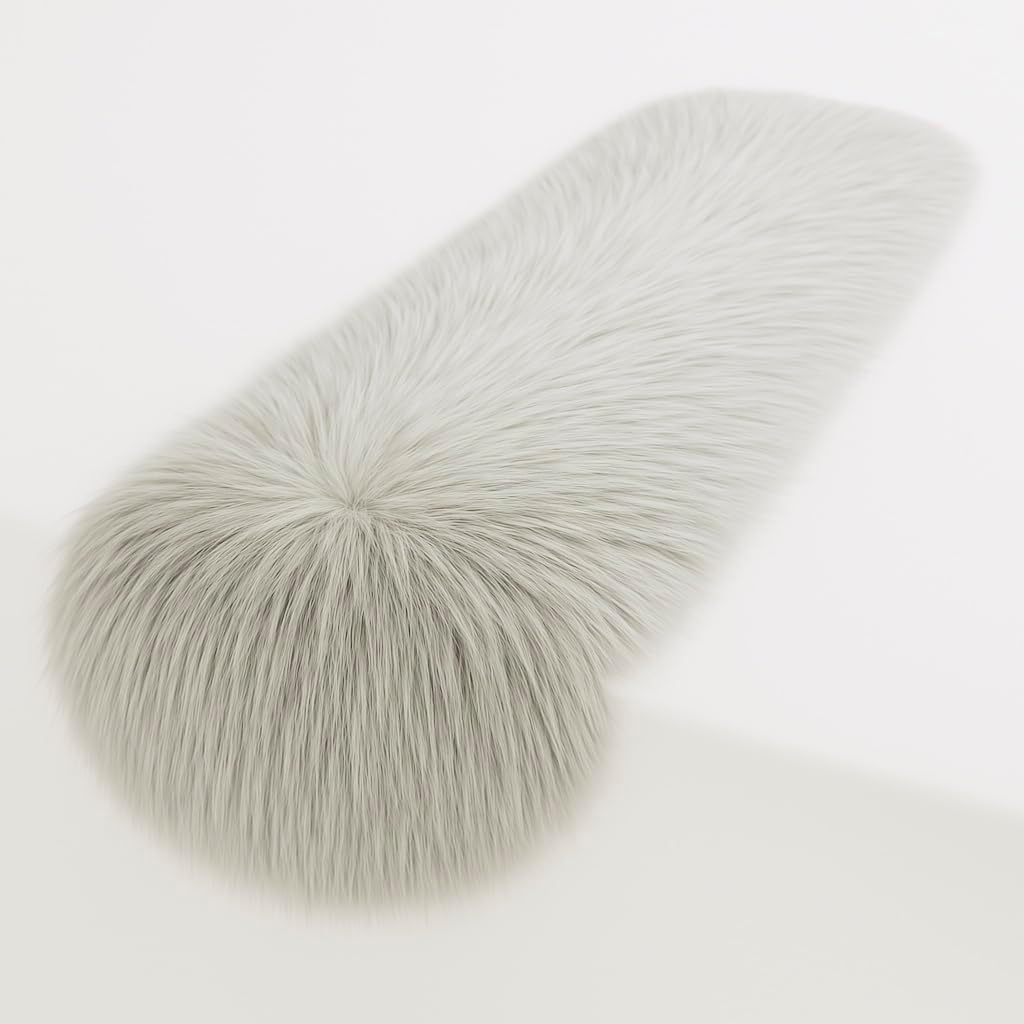 Platinum Grey Faux Fur Table Runner for Holiday Decor