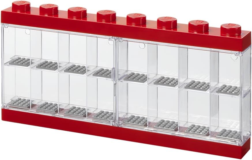 Lego Minifigure Display Case 16 Red for Collectors and Kids