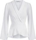 Elegant Wrap V Neck Peplum Tops for Women by GRACE KARIN