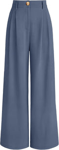 Women Wide Leg Dress Pants High Waisted Loose Fit - Chic Work