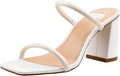 High Heeled Square Toe Sandals Two Strap Slip On - Comfortable Style