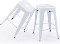 24in High Backless White Metal Barstools Counter Height - Stackable