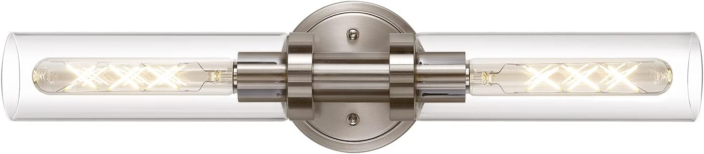 Brushed Nickel 2-Light Bathroom Vanity Light Fixture for Modern Spaces