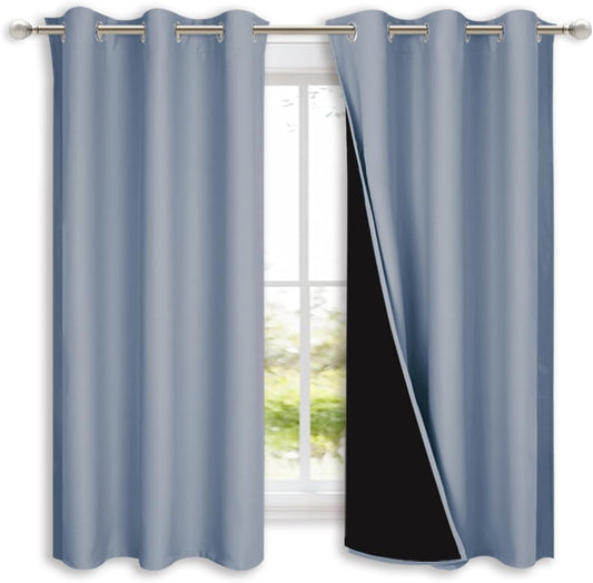 NICETOWN 100% Blackout Curtains for Small Windows, Vintage Blue