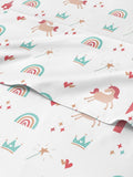 Kids Queen Size Princess Bed Sheets - Rainbow Themed 4-Piece Set