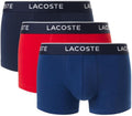 Lacoste Men's Cotton Stretch Tricolor Waistband Trunks 3-Pack prevents