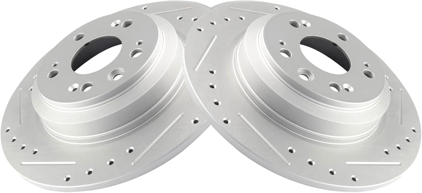 TRQ Rear Performance Brake Rotors Set for Acura TL 2009-2014